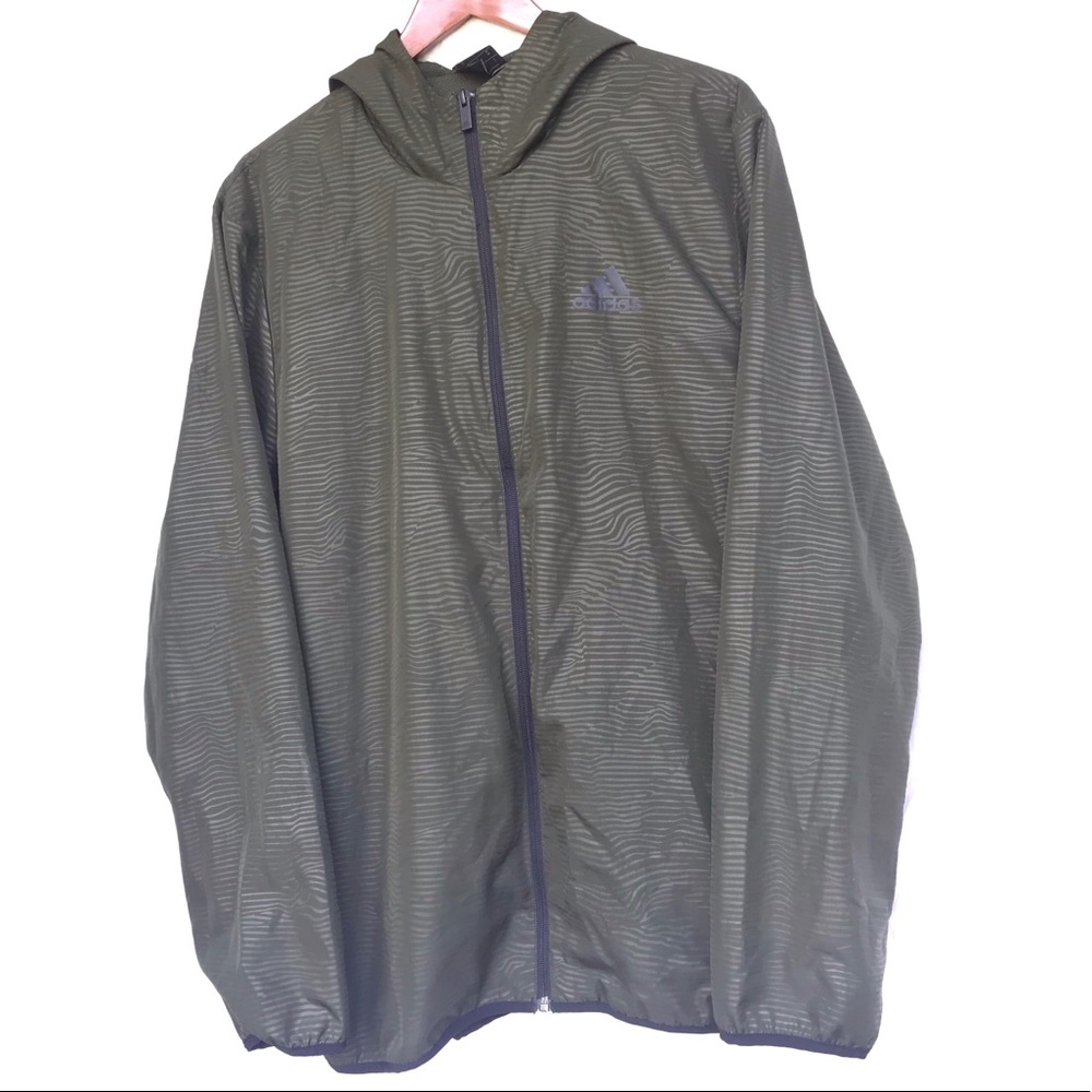 Adidas Windbreaker Olive Green Jacket Size Medium